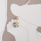 作品オクタゴン(八角形)の花柄　ピアス♡