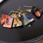 作品手染め友禅和紙×Swarovski/おかし袋/ピアス・イヤリング