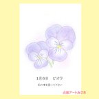 作品1月06日誕生花カード（花言葉つき）点描画