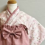 作品ベビー袴　桜×紅梅色