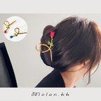 作品バンスクリップ　アイルシ・ローズシャーククリップ  薔薇 髪飾り 2色 韓国 浴衣 ヘアクリップ ヘアアクセサリー ローズ アレンジ -Melon.kk