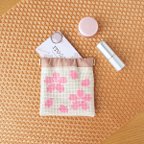 作品ミニポーチ【桜の刺繍】