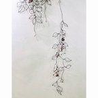 作品ワイヤーアート　葉っぱと赤い実　