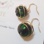 作品＊お洒落なトンボ玉ピアス＊green