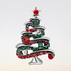 作品H2781 クリスマスツリー 品やかな曲線 デザイン ブローチ/ゴールド