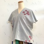 作品着物リメイクのカレンシャツ(紗・グレー系)