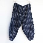 作品もんぺ 藍染 絣 雪ん子 野良着 パンツ ジャパンヴィンテージ | Monpe Pants Noragi Indigo Kimono Kasuri Fabric Japan Vintage