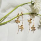 作品［ sample sale ］gold flower & baroque pearl wave earrings