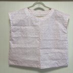 作品浴衣　カットソー　ハンドメイド　フレンチ袖　トップス　白地にピンク