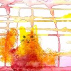 作品『赤黄の雫猫』　原画