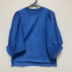 作品藍染袖ふんわりオーガニックコットンTシャツ