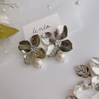 作品silver 2way flower cotton pearl pierce／earring