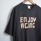 作品レザーパッチ「ENJOY AGING」の 半袖 Tシャツ（5色）革 ワッペン