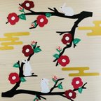 作品壁面飾り　12月　1月　2月　装飾　冬　ハンドメイド　保育室　壁面　手作り　椿　うさぎ　　