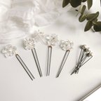 作品clear flower pearl pin set