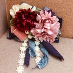 作品 Flower corsage /  smoky pink &carmine