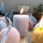 作品【選べる美味しい香り】モコモコニット柄キャンドル 白 ❤︎Bntterfly Candle❤︎