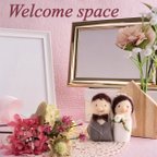 作品ウェルカムスペースセット(ミニドールとピンク花束) 結婚式 まとめ売り