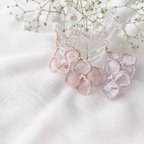 作品【ピンク】紫陽花レースピアス♡ハイドレンジア♡