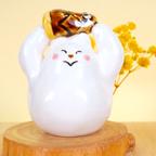 作品[陶器]タケノコとったどー!!ねこ[置物 猫]