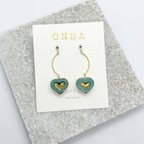 作品♡送料無料♡ ハートのチェコビーズピアス/イヤリング～turquoise～