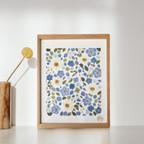 作品手入れ不要　すぐ飾れる押し花アート　推しカラー　ブルー オリジナル押花デザイン - io floraの手作りアート作品
