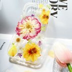 作品本物の押し花 押しフルーツ 薔薇　デージー　 ハンドメイド スマホケース iPhoneケース　Galaxyケース