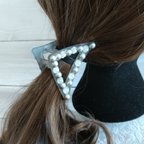 作品シルバーラインストーンヘアクリップ