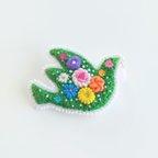 作品刺繍ブローチ 『flower bird』④