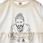 作品イラストTシャツ 「ニット帽のひげ男」サイズXL