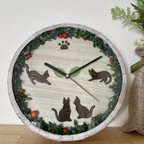 作品値下げ　【送料無料】猫の掛け時計　ガーデンのネコたち　WALL CLOCK 壁掛け時計　猫　SALE