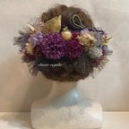 作品【haru様 専用出品】セミオーダー purple gold black tulle ribbon ヘッドドレス 卒業式 成人式 ウエディング  髪飾り