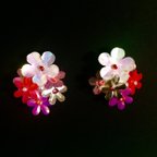 作品pink flower earrings