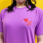 作品和柄Tシャツ・金魚（半袖・紅紫）Sサイズ