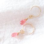 作品k14gfピアス  インカローズ ドロップブリオレットカット   天然石 Inca rose  pierced earrings ゴールドフィルド製