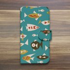 作品レトロな魚の手帳型iPhoneケース　　アイフォンケース　スマホケース　Android　Xperia　アンドロイド　エクスペリア