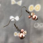 作品モーブピンク♡パールのピアス