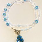 作品しずく型ミルフィオリビーズのネックレス / Millefiori beads necklace