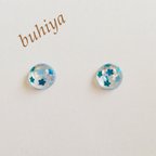 作品キラキラ＊スノードームみたいなお花のピアス/ノンホールピアス