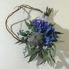 作品紫陽花とスモークツリーのスワッグ