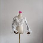 作品	ウエディングドレス ボレロ 3D立体レース刺繍 Vネックドレス 長袖　 結婚式/披露宴