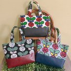 作品モダンローズ柄　トートバッグ　ランチバッグ　内ポケット付　マグネットボタン　Modern Rose Pattern Tote Bag Lunch Bag