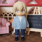 作品シンプルカーディガン(水色)＊ねんどろいどどーる・オビツ11・ミキちゃんマキちゃん＊アウトフィット