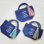 作品Big tassel mini tote * red & white