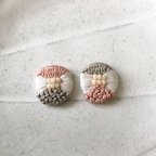 作品まるいリボンのピアス＊ピンク×ホワイト  