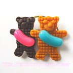 作品お菓子ビーズクマさんのヘアピン