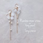 作品14kgf⌘rainbow moon stone × tiny pearl long pierce