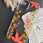 作品紅葉 メラスフェルラ 調和 【押し花】 スマホケース 全機種対応 秋 もみじ チンシバイ