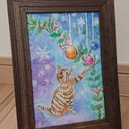 作品【送料込み】ゆらぎ猫🎄(額付き)