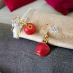 作品「Handmade Apple Charm Earrings」ハンドメイドりんご ピアス 1セット